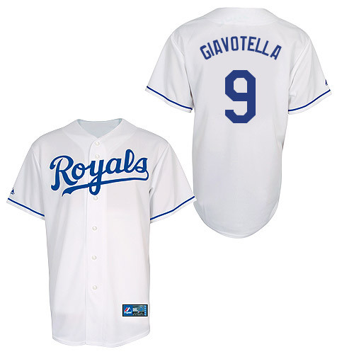 Johnny Giavotella #9 Youth Baseball Jersey-Kansas City Royals Authentic Home White Cool Base MLB Jersey
